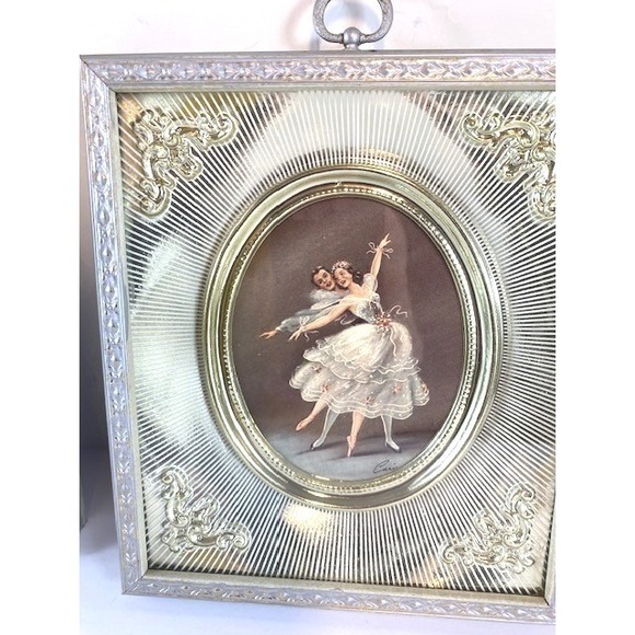 Vintage Carina Ballerina Framed Art Prints Set of 2 Silver Gold Tone Mid Century - Picture 4 of 10
